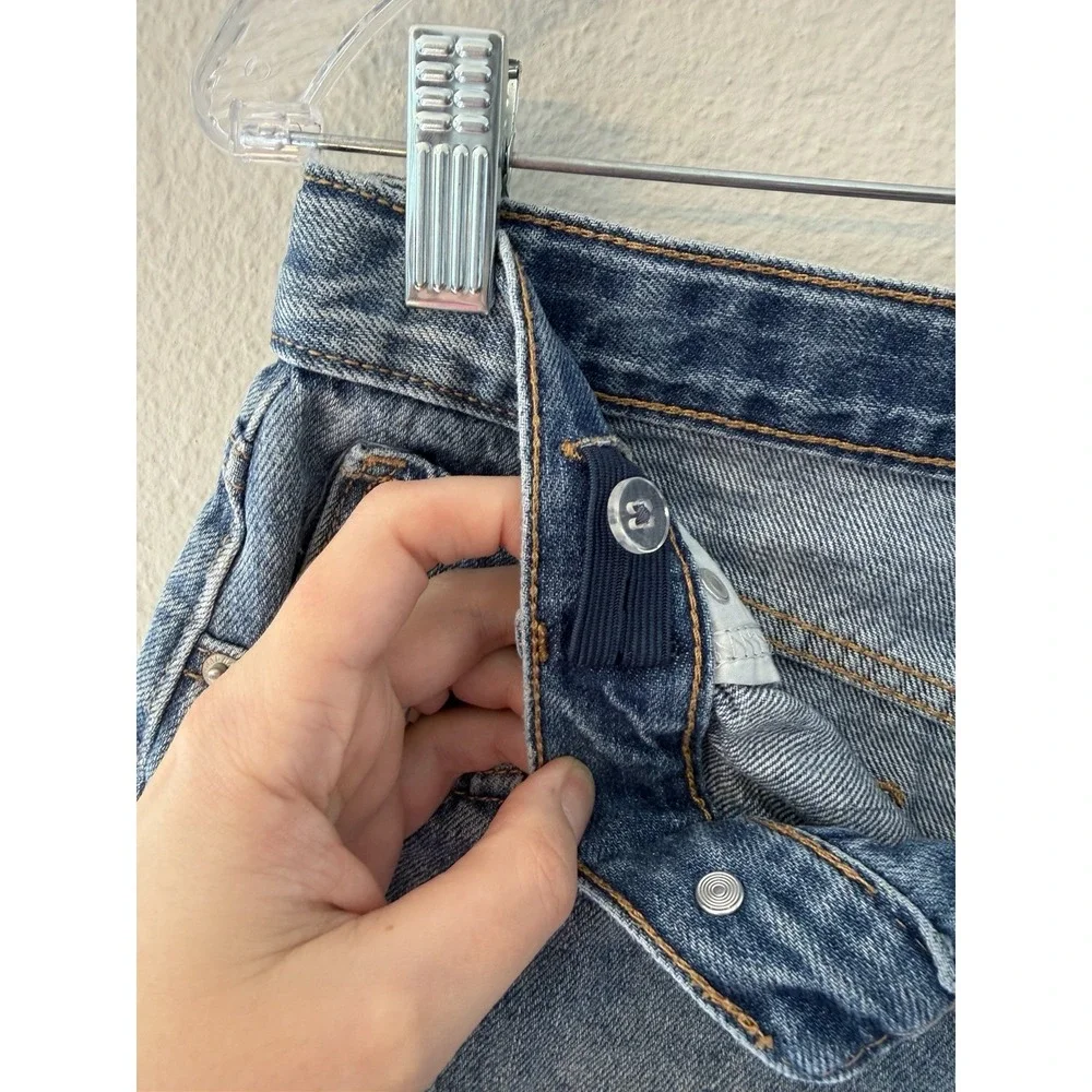 Old Navy Shorts Girls 16 Plus‎ Adjustable Waist Blue Denim High Rise Raw Hem